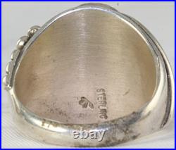 Vintage Mens Sterling Silver Malachite Ring Size 11.25
