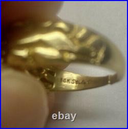 Vintage Mens Style Crest. 25 ct Carat Diamond 14K Yellow Gold Nugget Ring Size 8