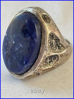 Vintage Mens Tasco Mexico Sterling Silver Tall Sodalite Ring Size 8.5 -free Ship