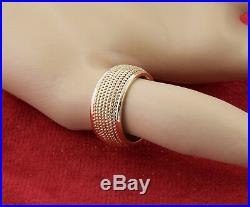 Vintage Mens Tiffanys Rope Style 12mm Wide Wedding Band Ring 14k Yellow Gold 8.7