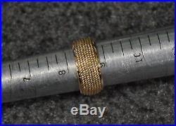 Vintage Mens Tiffanys Rope Style 12mm Wide Wedding Band Ring 14k Yellow Gold 8.7