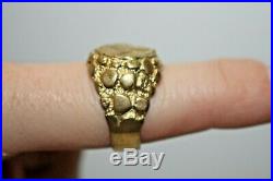Vintage Mercedes Yellow Gold Nugget Mens Ring 9.5 14K 8 Grams