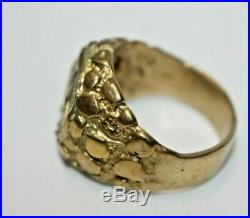 Vintage Mercedes Yellow Gold Nugget Mens Ring 9.5 14K 8 Grams