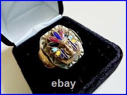 Vintage Mexican Biker Ring Size 9 Men's Silver Indian Faced Ring 1950's 1950's