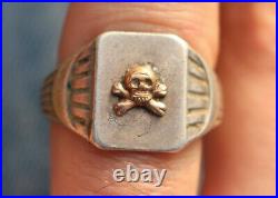 Vintage Mexican Biker Sterling Silver Ring Skull Crossbones Jolly Roger Size 10
