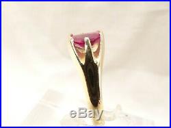 Vintage Mid Century Modern 10 K Gold Large Oval Ruby Sz 8 Mens Or Womens Ring