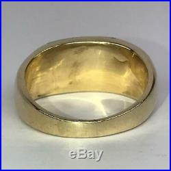 Vintage Mid Century Modern Chunky Mens Unisex Opal Inlay 14K Gold Ring Size 8.25