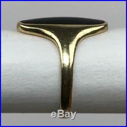Vintage Mid Century Modern Inlay Onyx 14K Gold Unisex Mens Pinky Ring Size 5.25