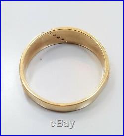 Vintage Mid Century Unisex Mens Womens 14k Yellow Gold Diamond Ring Size 10