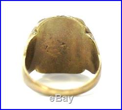 Vintage Military Men's Ring 1952 Korea in Brass w 14K Gold Top Size 8.5