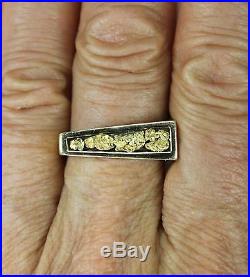 Vintage Modernist Asymmetrical 14K Yellow Gold Men's Ring 22K Gold Nuggets sz10
