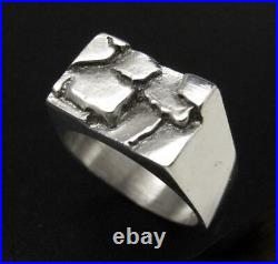 Vintage Modernist Brutalist Sterling Silver Ring Mens Unisex Designer Australian
