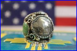 Vintage Native American Buffalo Nickel Heavy Sterling Silver Men's Ring #22