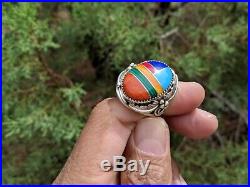 Vintage Native American Ring John Mike signed Men's Old Pawn Navajo Zuni 13 1/4
