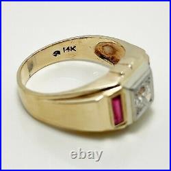 Vintage Natural Diamond 14k Gold Men's Ring (5431)