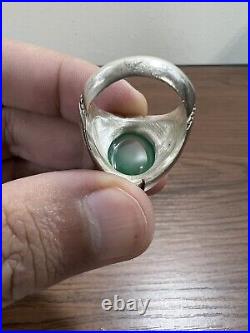 Vintage Natural Yemeni Agate Sterling Silver 925 Men Ring 21 grams