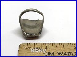 Vintage Navajo Old Pawn Sterling Stamped Petrified Wood Mens Ring (Sz. 10)