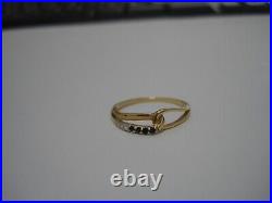 Vintage Nice Delicate Rj 10k Yellow White Gold Black Onyx Band Pinky Ring Size 9