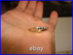 Vintage Nice Delicate Rj 10k Yellow White Gold Black Onyx Band Pinky Ring Size 9