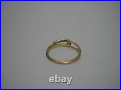 Vintage Nice Delicate Rj 10k Yellow White Gold Black Onyx Band Pinky Ring Size 9