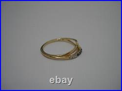 Vintage Nice Delicate Rj 10k Yellow White Gold Black Onyx Band Pinky Ring Size 9