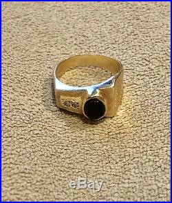 Vintage Onyx, Diamond Mens 14k Yellow Gold Ring Size 7.25