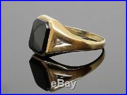 Vintage Onyx and Diamond 10K Yellow Gold Men's Ring, 2.3g, Size 10