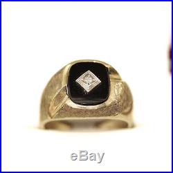 Vintage Onyx and Diamond ring, originally a 30's men's ring, now- Unisex size