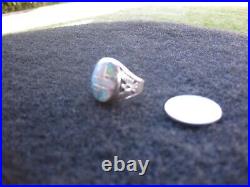 Vintage Opal Sterling Silver Mens Thunderbird Ring Size 12 1/2