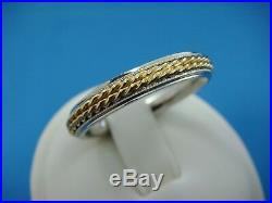 Vintage Platinum & 18k Yellow Gold Men's Braided Thin Comfort Fit Band, Size 10