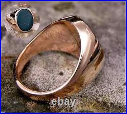 Vintage Retro Bloodstone Signet Style Ring in 10k Yellow Gold HANDMADE GENTS ITM