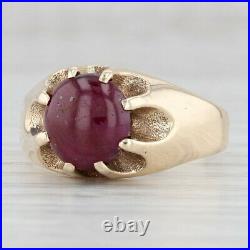 Vintage Ruby Solitaire Men's Ring 10k Yellow Gold Size 11.25 Belcher Mounting