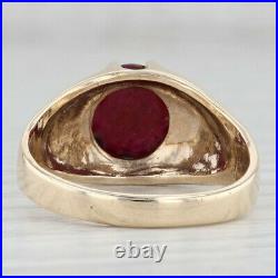 Vintage Ruby Solitaire Men's Ring 10k Yellow Gold Size 11.25 Belcher Mounting