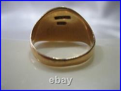 Vintage Signed Birks 10k Yellow Gold Initial Signet Men's Ring Size 8.25
