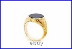 Vintage Signet Ring Men's Ring Carnelian Ruby in 18K Yellow Gold Over Sizable