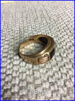 Vintage Size 10 Mens Estate 10K Gold Natural Oval Blue Sapphire  Ring 5.8 g