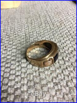 Vintage Size 10 Mens Estate 10K Gold Natural Oval Blue Sapphire  Ring 5.8 g