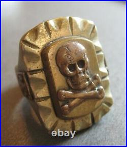 Vintage Skull Crossbones & Phoenix Biker Ring Size 11.5 Mexico