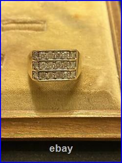 Vintage Solid 10K Gold (18) Diamond 1.50 Ct Tw Men's Pinky Ring size 10