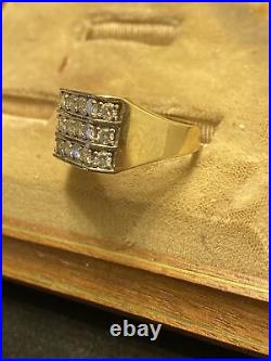 Vintage Solid 10K Gold (18) Diamond 1.50 Ct Tw Men's Pinky Ring size 10