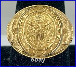 Vintage Solid 10Kt Yellow Gold US ARMY Men's Military Ring