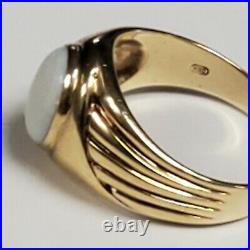 Vintage Solid 10 K Gold Natural Opal Men's Ring, Size 12.5