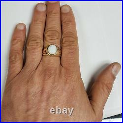 Vintage Solid 10 K Gold Natural Opal Men's Ring, Size 12.5