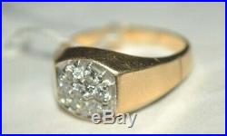 Vintage Solid 14k Gold 8g Men's Genuine Diamond Cluster Ring Sz. 11