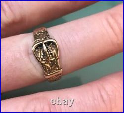 Vintage Solid 9ct Gold Men's/Women's Buckle Ring Size Y Weight 2.4g Stamped
