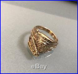 Vintage Solid 9ct Gold Men's/Women's Small Saddle Ring Size N Quality W6.96g
