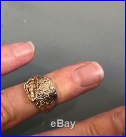 Vintage Solid 9ct Gold Men's/Women's Small Saddle Ring Size N Quality W6.96g