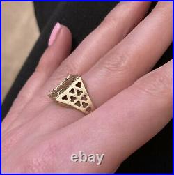 Vintage Solid 9ct Gold Square Sovereign Coin Ring Size M, mens pinkie or unisex