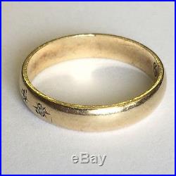 Vintage Solid 9ct Yellow Gold Men's Diamond Gypsy Style Wedding Band Ring Size M
