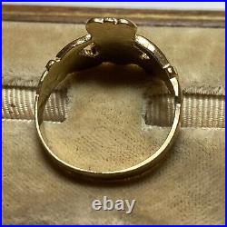 Vintage Solid Men's 10k Gold Claddagh Ring Size 10